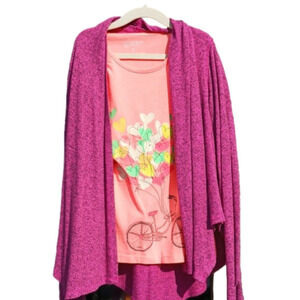 🏷5/25 girls 7/8 sweater/wrap and coral flower shirt box 26